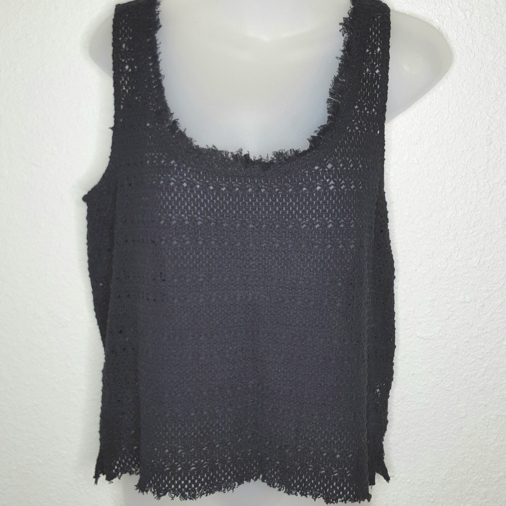 Paige Denim ''Lindsay' Sheer Knit Tank in Black